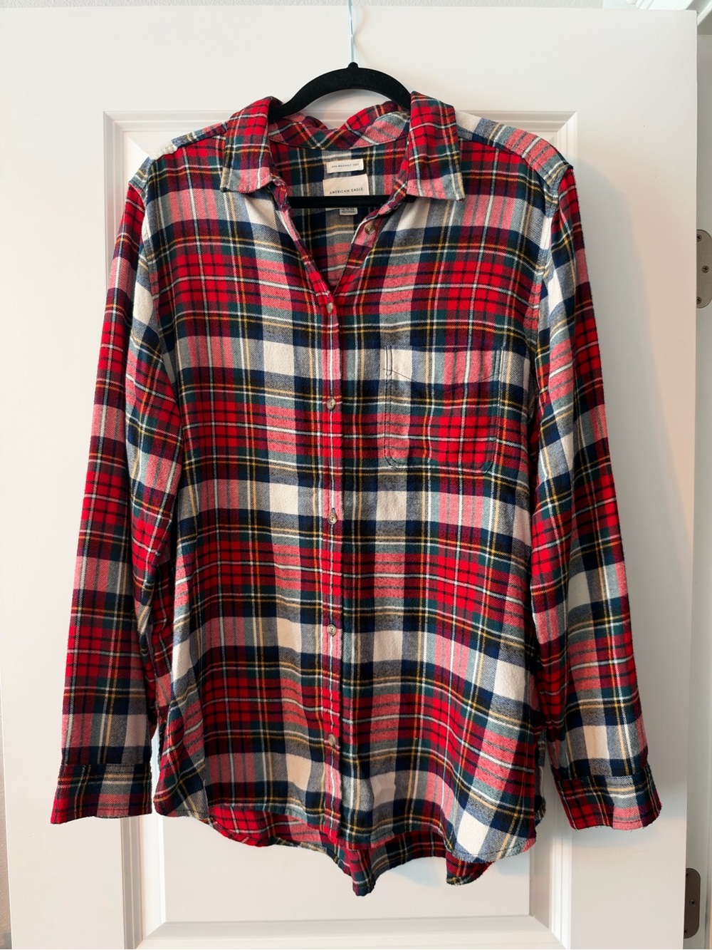 American Eagle Outfitters Red Plaid Button-Down Shirt